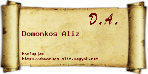 Domonkos Aliz névjegykártya